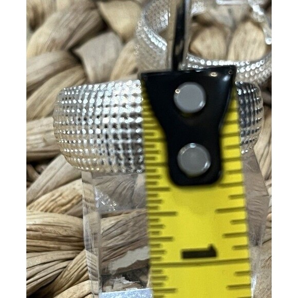 Extra Large Textured Silver Tone VTG Y2K Hoop Earrings For Pierced Ears - Picture 7 of 7